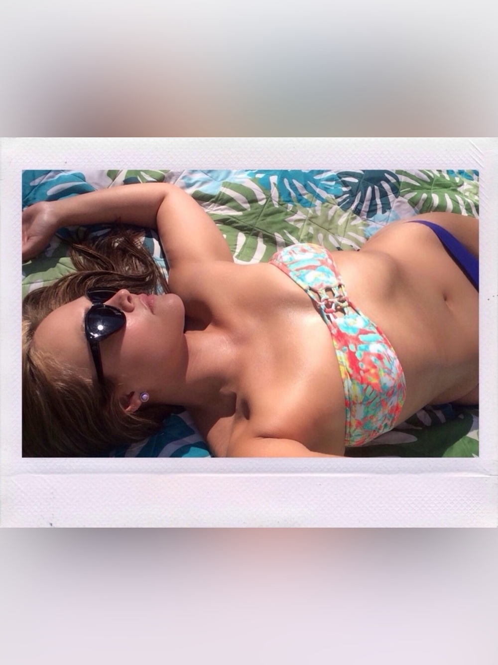 Vintage 2013/2014, Neon Water Color/Tie Dye Bandeau Bikini Top, Size Medium